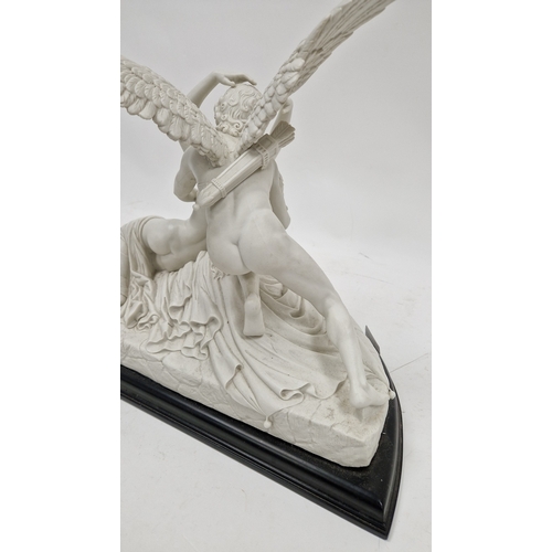 122 - After Antonio Canova a white porcelain sculpture of Cupid and Psyche by Alessandro Maggioni, limited... 