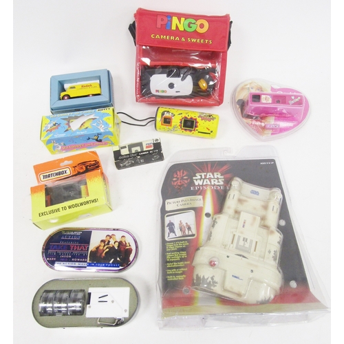 127 - Collection of novelty cameras and other items including Star Wars Episode 1 picture plus image camer... 