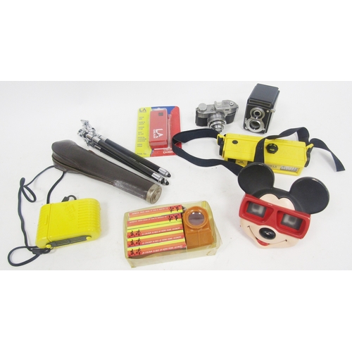 128 - Collection of cameras and other items including boxed Trick Pics special-effects camera, Comet II ca... 