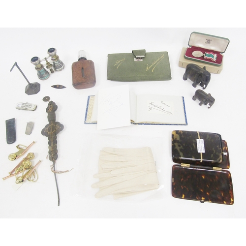 137 - Mixed lot of collectables including early 20th century suede and leather gloves and handkerchiefs ba... 