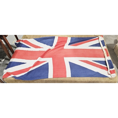 145 - Mixed lot of collectables including linen Union Jack flag, 85cm x 180cm, linen Republic of China fla... 