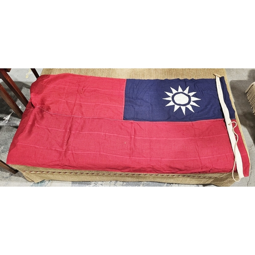 145 - Mixed lot of collectables including linen Union Jack flag, 85cm x 180cm, linen Republic of China fla... 