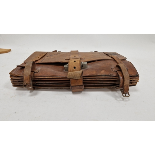 146 - Early to mid 20th century Lansdowne Luggage brown leather satchel, 41cm wide, Walter Jones brown lea... 