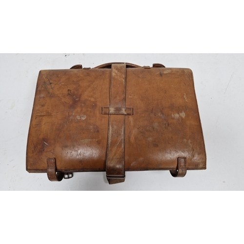 146 - Early to mid 20th century Lansdowne Luggage brown leather satchel, 41cm wide, Walter Jones brown lea... 
