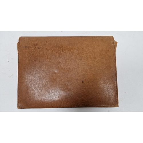 146 - Early to mid 20th century Lansdowne Luggage brown leather satchel, 41cm wide, Walter Jones brown lea... 