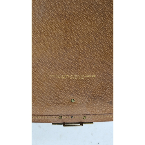 146 - Early to mid 20th century Lansdowne Luggage brown leather satchel, 41cm wide, Walter Jones brown lea... 