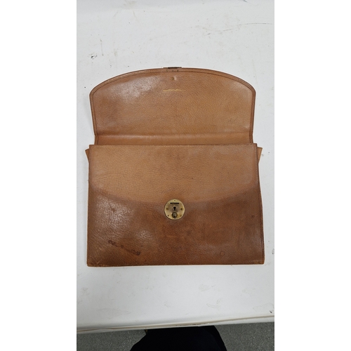 146 - Early to mid 20th century Lansdowne Luggage brown leather satchel, 41cm wide, Walter Jones brown lea... 