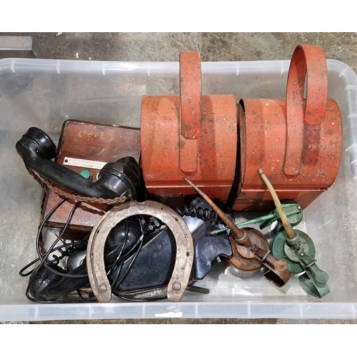 148 - Mixed lot of collectables including two vintage workman's railway / road ' Silver Circle ' lamps, 40... 