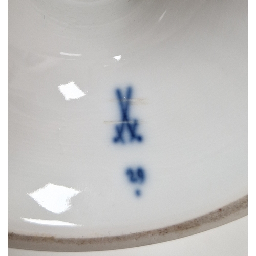 15 - Meissen 'Outside Decorated' snake-handled oviform vase, circa 1900, underglaze blue cancelled cross ... 