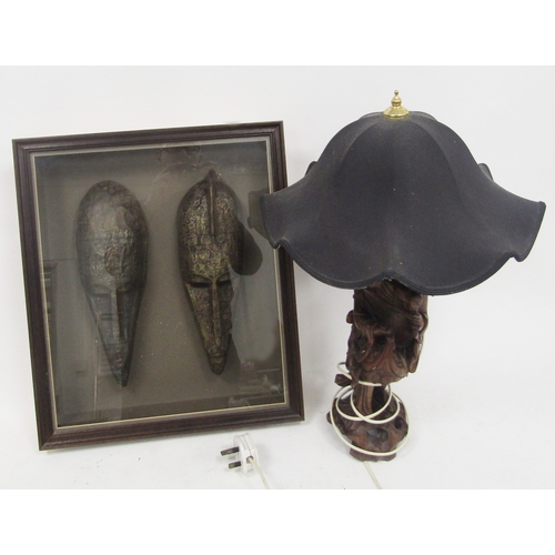 152 - Pair of 20th century Malian Marka masks of typical narrow elongated form, wooden and covered in thin... 