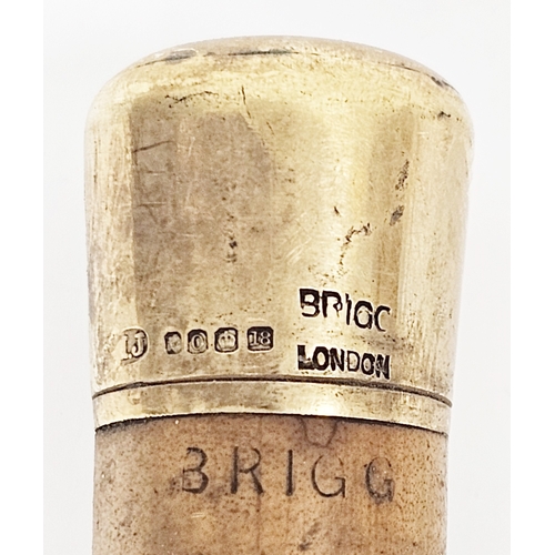 167 - Early 20th century gold-mounted walking cane, circa 1909, the malacca shaft capped in 18ct gold and ... 