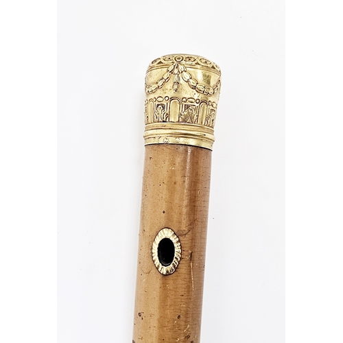 169 - George III walking cane, the malacca shaft having a silver-gilt cap with embossed neo-classical deco... 