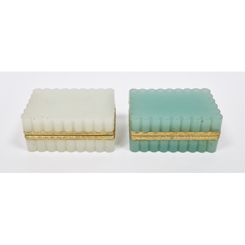 170 - Two Continental opaque glass and gilt-metal mounted caskets, circa 1900, each of fluted rectangular ... 