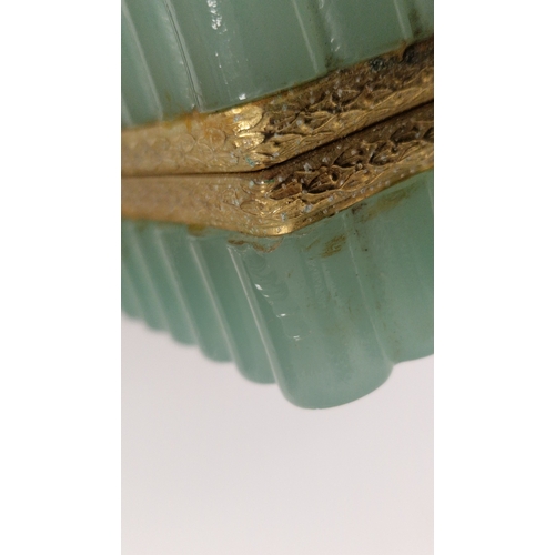 170 - Two Continental opaque glass and gilt-metal mounted caskets, circa 1900, each of fluted rectangular ... 