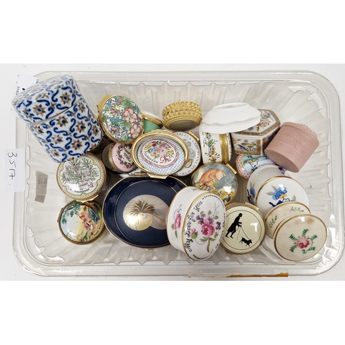 172 - Collection of Halcyon Days and other enamel snuff-boxes, some inscribed, including: Happy Anniversar... 