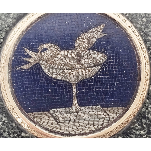 180 - Italian micro-mosaic gold-mounted porphyry circular snuff-box and cover, probably Roman, early 19th ... 
