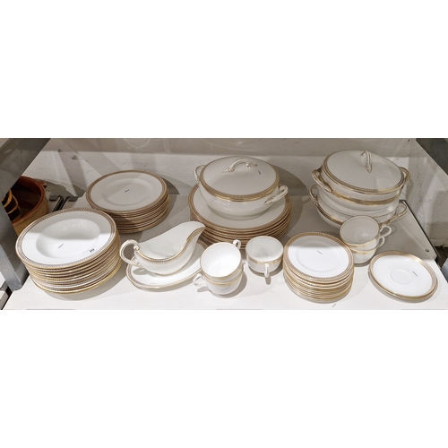 20 - Coalport bone china Golden Melody pattern part dinner service, printed gilt marks, various impressed... 