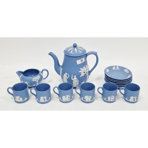25 - Wedgwood blue jasperware part coffee-service, 20th century, impressed uppercase and MADE IN ENGLAND ... 