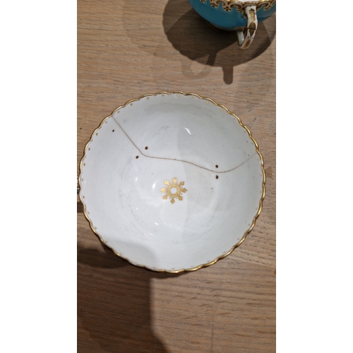 29 - English porcelain turquoise ground composite part tea and dessert service in the Minton style, impre... 