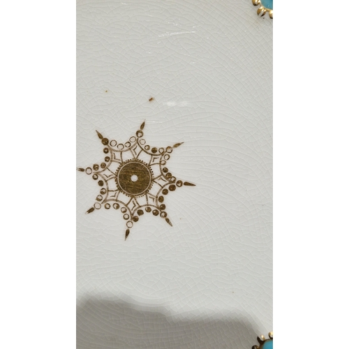 29 - English porcelain turquoise ground composite part tea and dessert service in the Minton style, impre... 