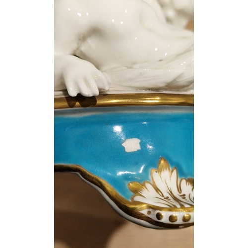 29 - English porcelain turquoise ground composite part tea and dessert service in the Minton style, impre... 