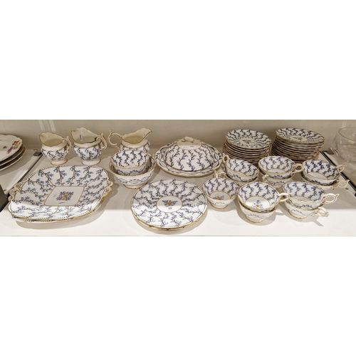 32 - Coalport bone china seaweed pattern part breakfast service, circa 1890, printed green factory marks,... 