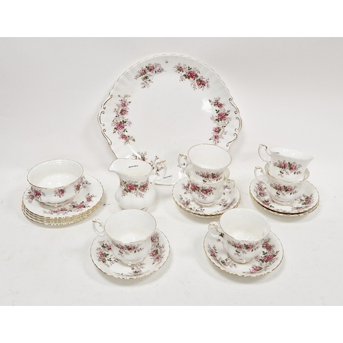 4 - Royal Albert Lavender Rose pattern part tea-service, printed marks, comprising: six teacups and sauc... 