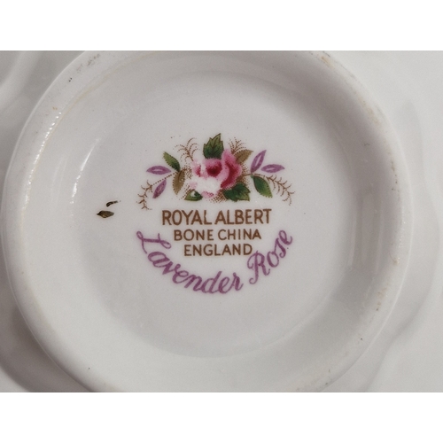 4 - Royal Albert Lavender Rose pattern part tea-service, printed marks, comprising: six teacups and sauc... 