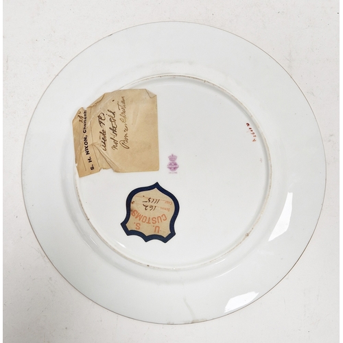40 - Minton bone china crowned monogrammed dinner plate, circa 1890, printed puce crowned Mintons globe m... 