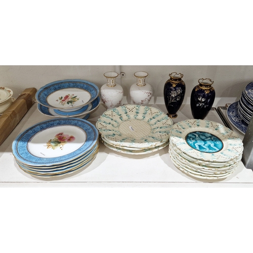 6 - Pair of Royal Crown Derby bone china dark blue ground oviform vases, enamelled in gilt with daisies ... 