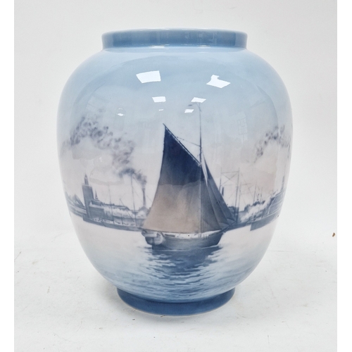 1 - Large Bing & Grondahl oviform vase, printed green and blue marks, painted shape no. 271, incised num... 