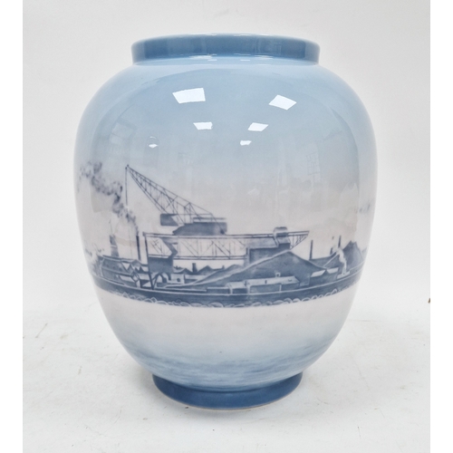 1 - Large Bing & Grondahl oviform vase, printed green and blue marks, painted shape no. 271, incised num... 