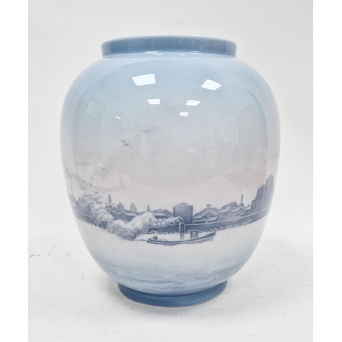 1 - Large Bing & Grondahl oviform vase, printed green and blue marks, painted shape no. 271, incised num... 