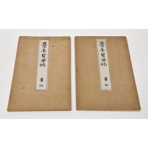 115 - Two Japanese Meiji period Ministry of Education art books for middle and high school, with fold out ... 