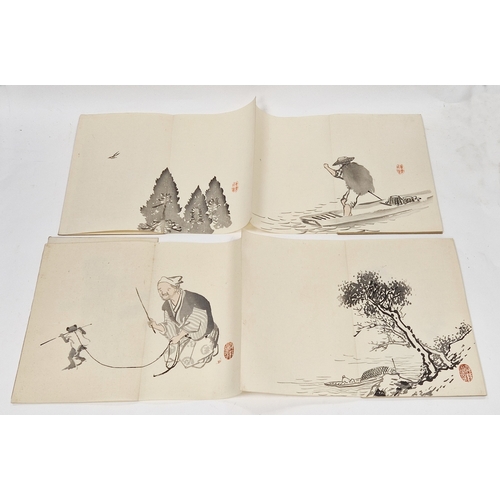 115 - Two Japanese Meiji period Ministry of Education art books for middle and high school, with fold out ... 