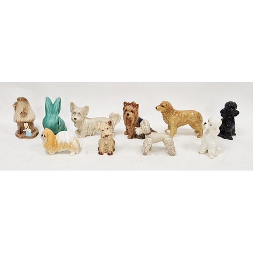 15 - Collection of Sylvac models of dogs including poodles, a green rabbit (14cm high) and a House in the... 