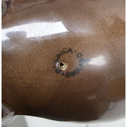 17 - Royal Doulton Spirit of the Wild white model of a rearing stallion, on circular wooden base, applied... 