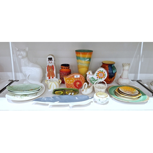 22 - Collection of Poole Pottery, Beleek, Carltonware and other items, including a Poole pottery oviform ... 