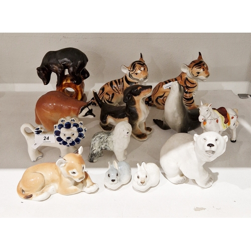 24 - Collection of Lomonosov (Russian) models of animals, printed USSR and Lomonosov factory marks, inclu... 