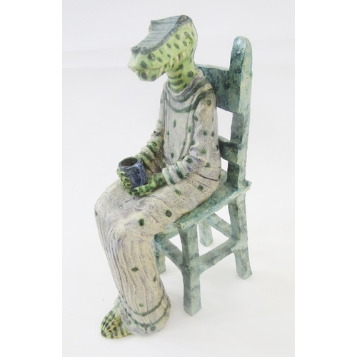 35 - Amanda Popham, earthenware crocodile and chair, 