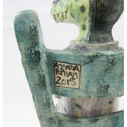 35 - Amanda Popham, earthenware crocodile and chair, 