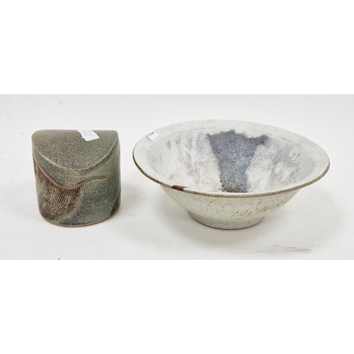 45 - LOT WITHDRAWN; Anthony Bernulf Hodge (1949-2009) (Tony Hodge) studio stoneware bowl with grey, blue ... 