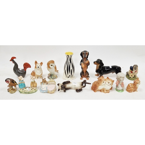 5 - Collection of Beswick pottery models of animals and other items including: a Siamese cat, owl, a sau... 