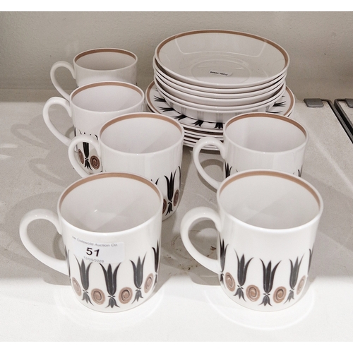 51 - Susie Cooper bone china Corinthian pattern part coffee service, printed black marks, comprising six ... 