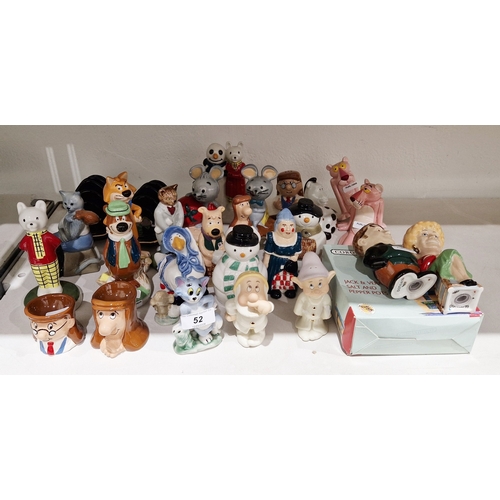 52 - Group of Wade bone china character figures including Yogi Bear, Mr Jinx, Rupert no.2, The City Gent,... 
