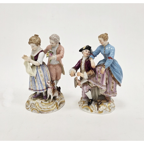 57 - Meissen porcelain figure group emblematic of winter, circa 1880, blue cross swords marks, pressnumer... 