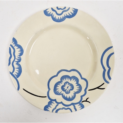 59 - Clarice Cliff plate and dish comprising a Crocus pattern two-handled square dish, printed Bizarre Cl... 