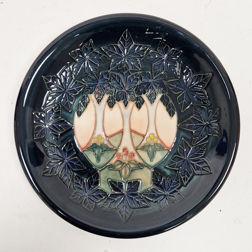 64 - Moorcroft Cluny pattern dish designed by Sally Tuffin, impressed and painted marks, tubelined with t... 
