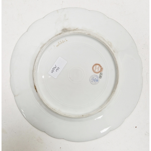 65 - Sevres-style turquoise ground plate, late 19th century, spurious printed Sevres marks S.37 and Chate... 