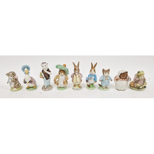 67 - Group of nine Beswick pottery Beatrix Potter figures including Tom Kitten, Jeremy Fisher, Mrs Tiggyw... 